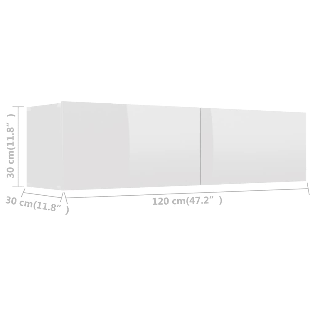 TV-Schrank Hochglanz-Weiß 120x30x30 cm Holzwerkstoff