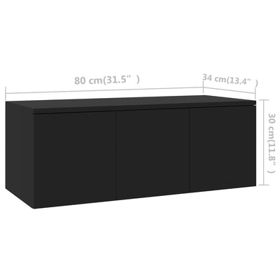 TV-Schrank Schwarz 80x34x30 cm Holzwerkstoff