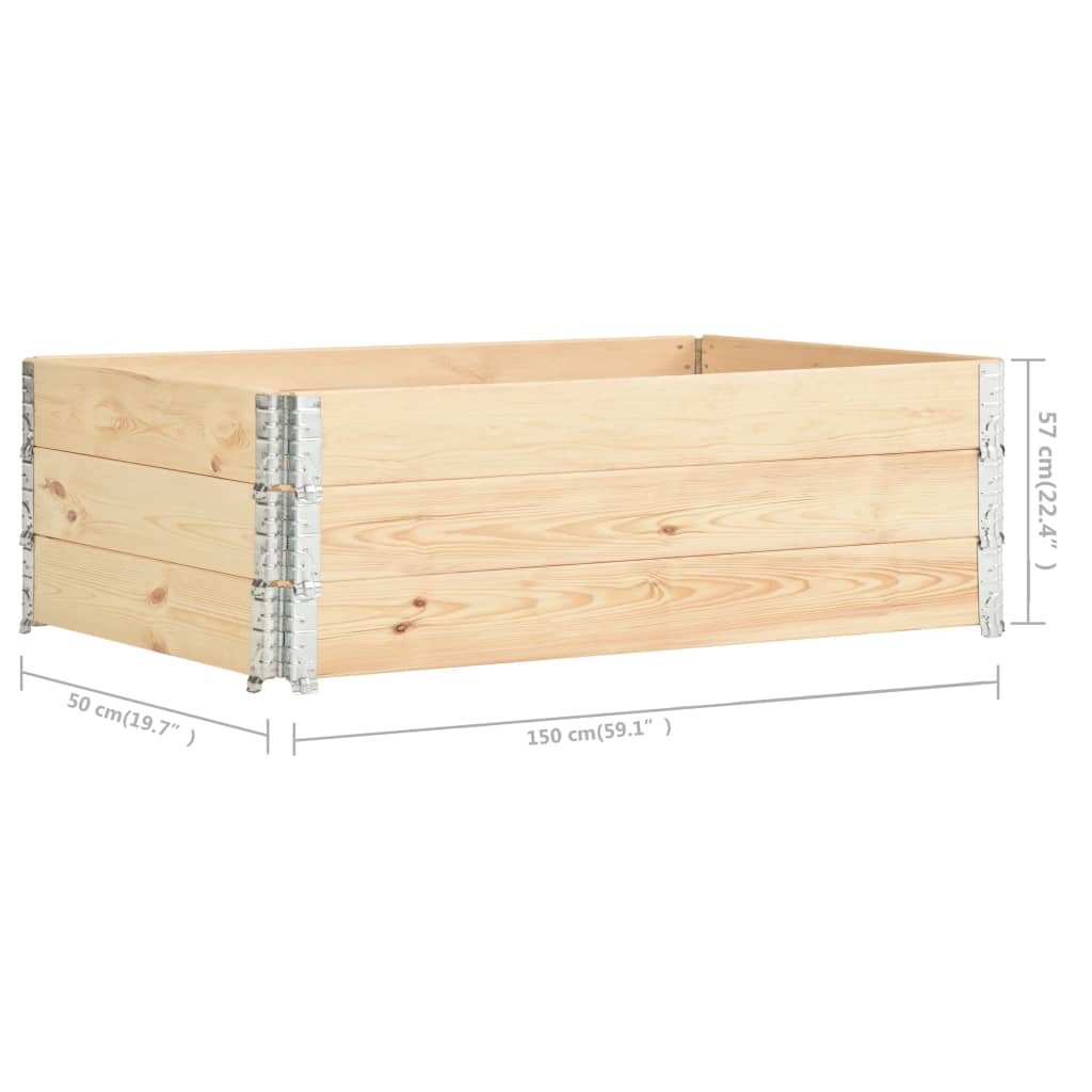 Paletten-Aufsatzrahmen 3 Stk. 50×150 cm Kiefern-Massivholz