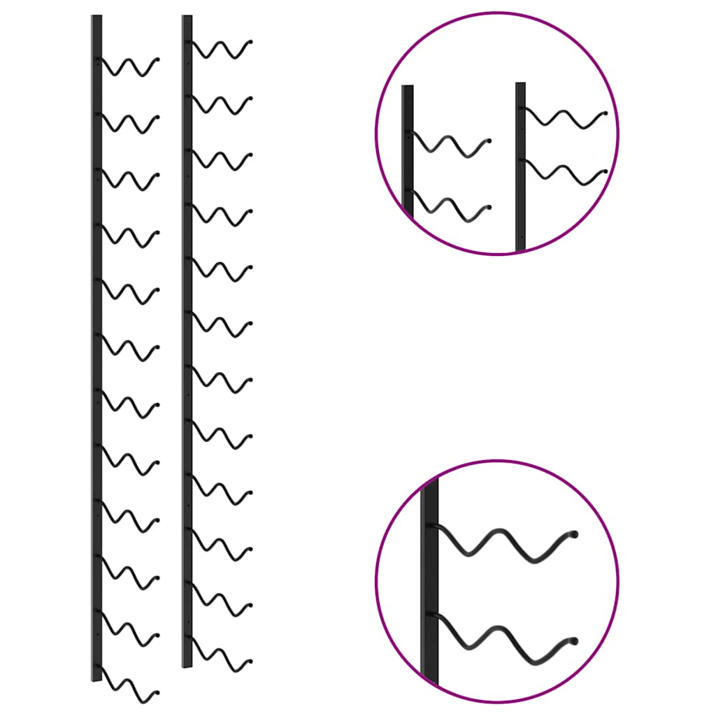 Wand-Weinregal für 24 Flaschen Schwarz Eisen