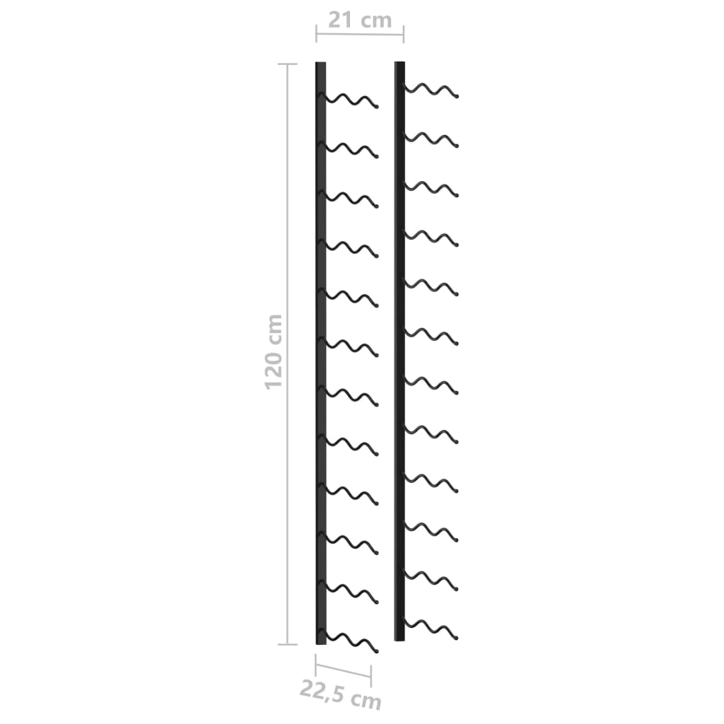 Wand-Weinregal für 24 Flaschen Schwarz Eisen