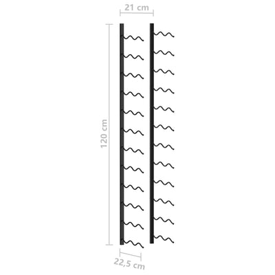 Wand-Weinregal für 24 Flaschen Schwarz Eisen