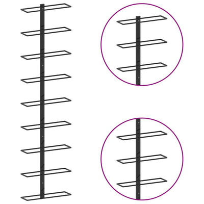 Wand-Weinregal für 9 Flaschen Schwarz Eisen