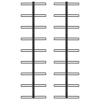 Wand-Weinregale für 18 Flaschen 2 Stk. Schwarz Eisen