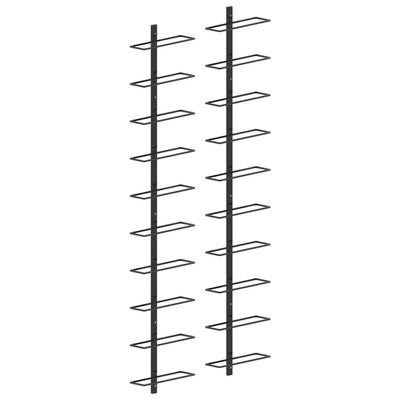 Wand-Weinregale für 20 Flaschen 2 Stk. Schwarz Metall