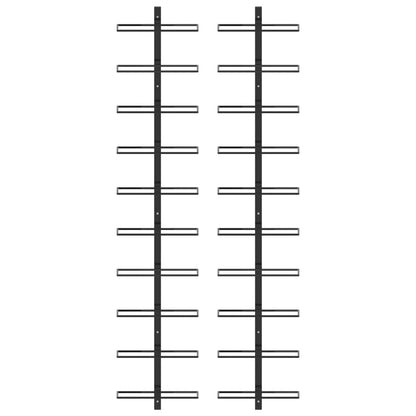 Wand-Weinregale für 20 Flaschen 2 Stk. Schwarz Metall