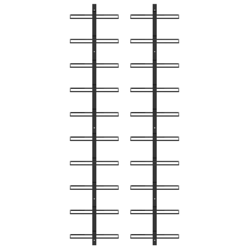 Wand-Weinregale für 20 Flaschen 2 Stk. Schwarz Metall