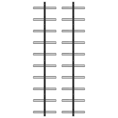 Wand-Weinregale für 20 Flaschen 2 Stk. Schwarz Metall