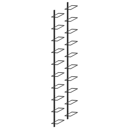 Wand-Weinregale für 20 Flaschen 2 Stk. Schwarz Metall