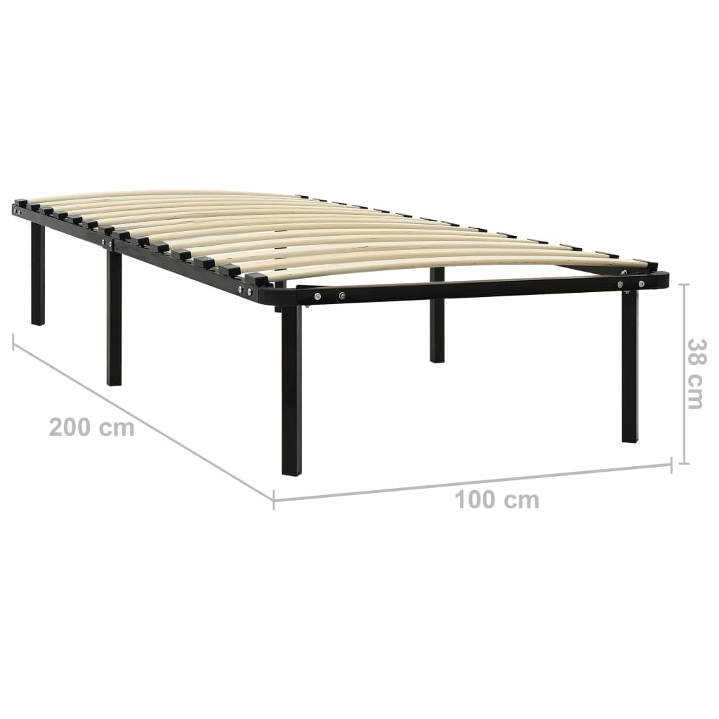 Bettgestell Schwarz Metall 100 × 200 cm