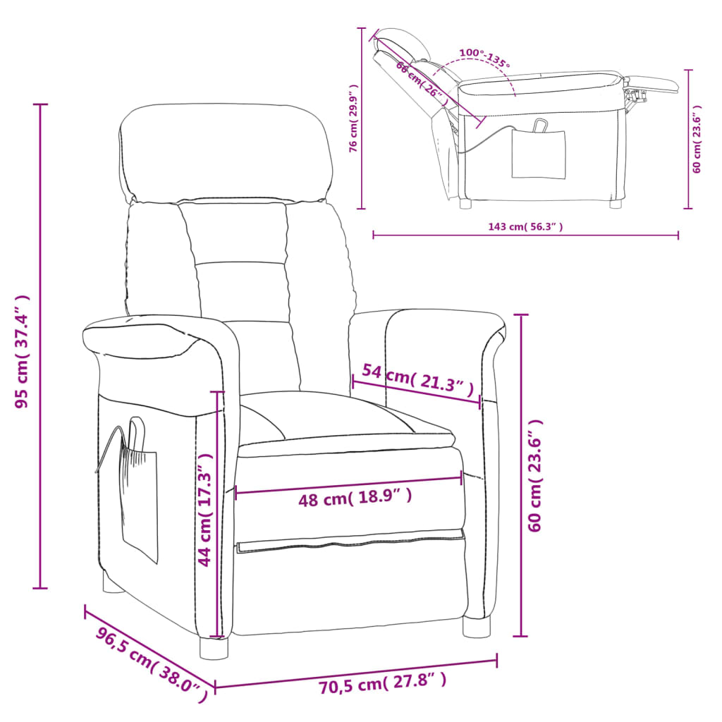 Massagesessel Hellgrau Wildleder-Optik