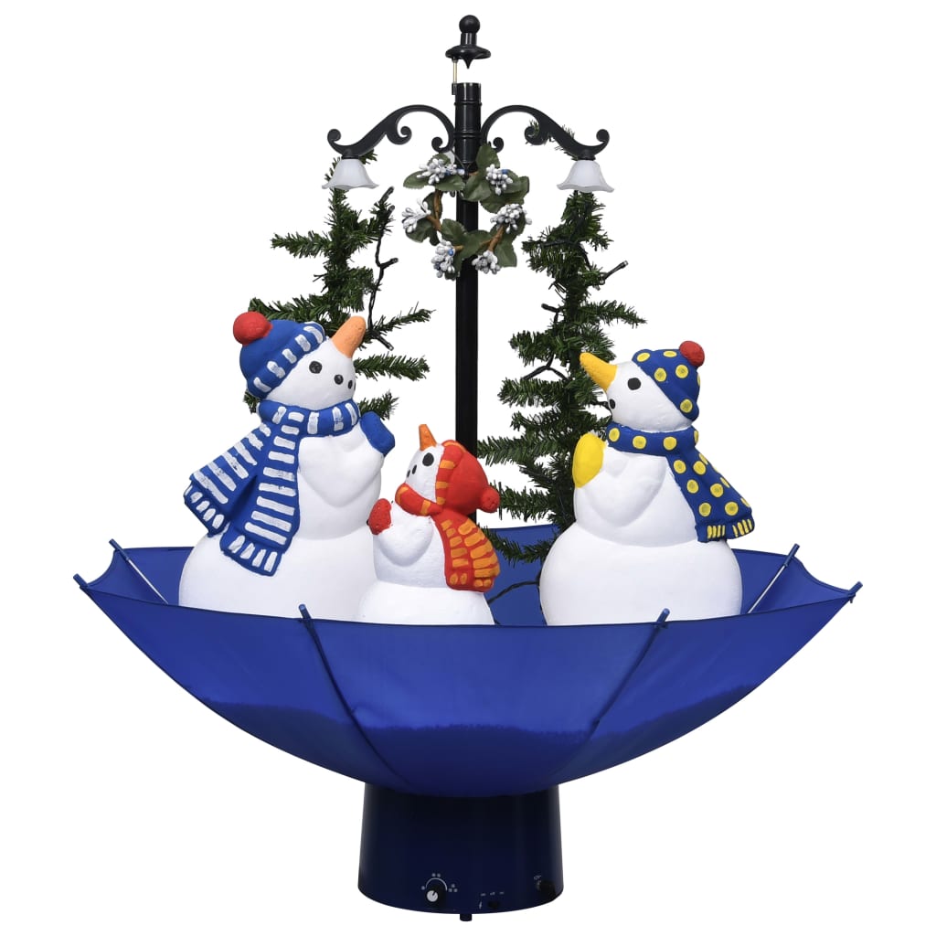 Weihnachtsbaum mit Schnee und Schirm-Fuß Blau 75 cm PVC