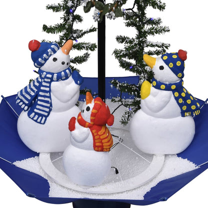 Weihnachtsbaum mit Schnee und Schirm-Fuß Blau 75 cm PVC