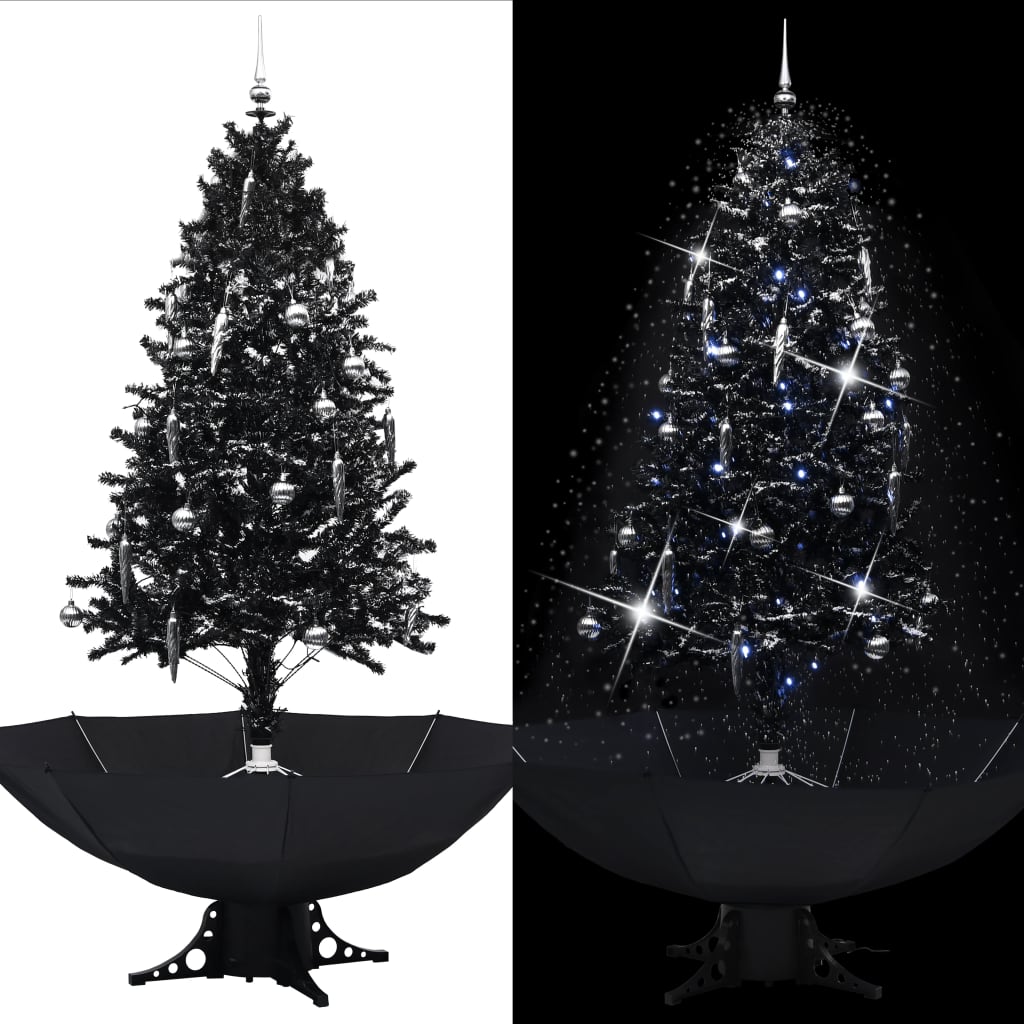 Schneiender Weihnachtsbaum mit Schirmfuß Schwarz 190 cm PVC