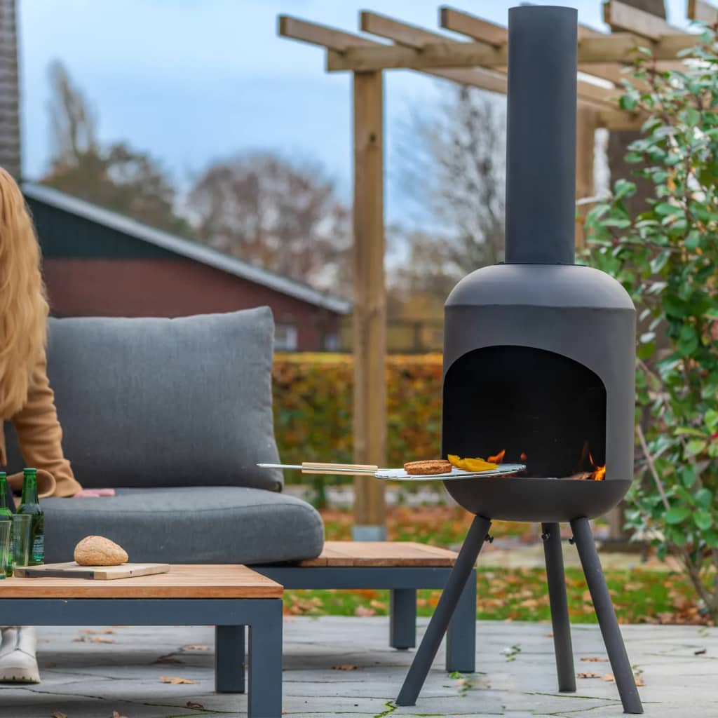 RedFire Gartenkamin mit BBQ-Grill Fuego Groß Schwarz