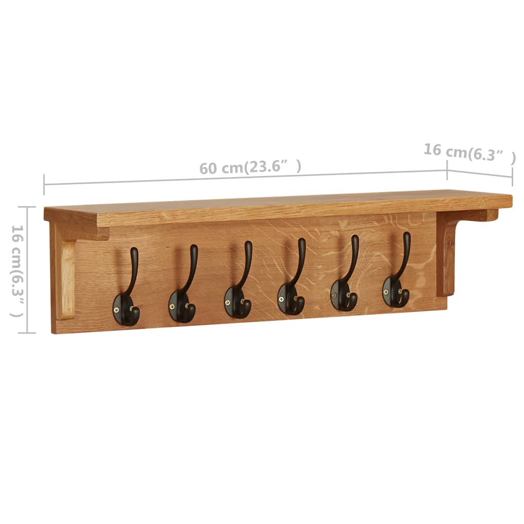 Wandgarderobe 60x16x16 cm Massivholz Eiche