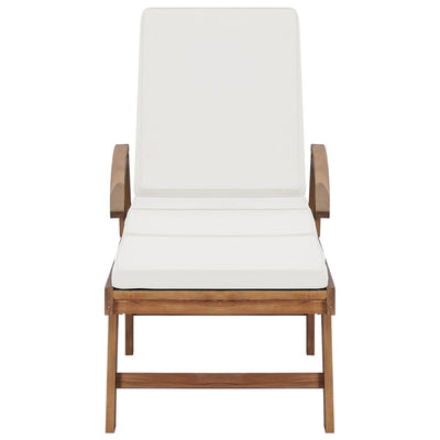 Sonnenliegen mit Auflagen 2 Stk. Massivholz Teak Creme