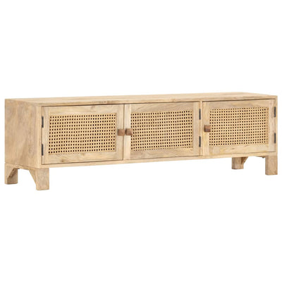 TV-Schrank 140x30x40 cm Mango Massivholz und Rohrgeflecht