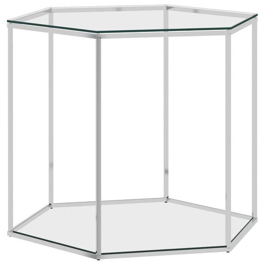 Couchtisch Silbern 60x53x50 cm Edelstahl und Glas