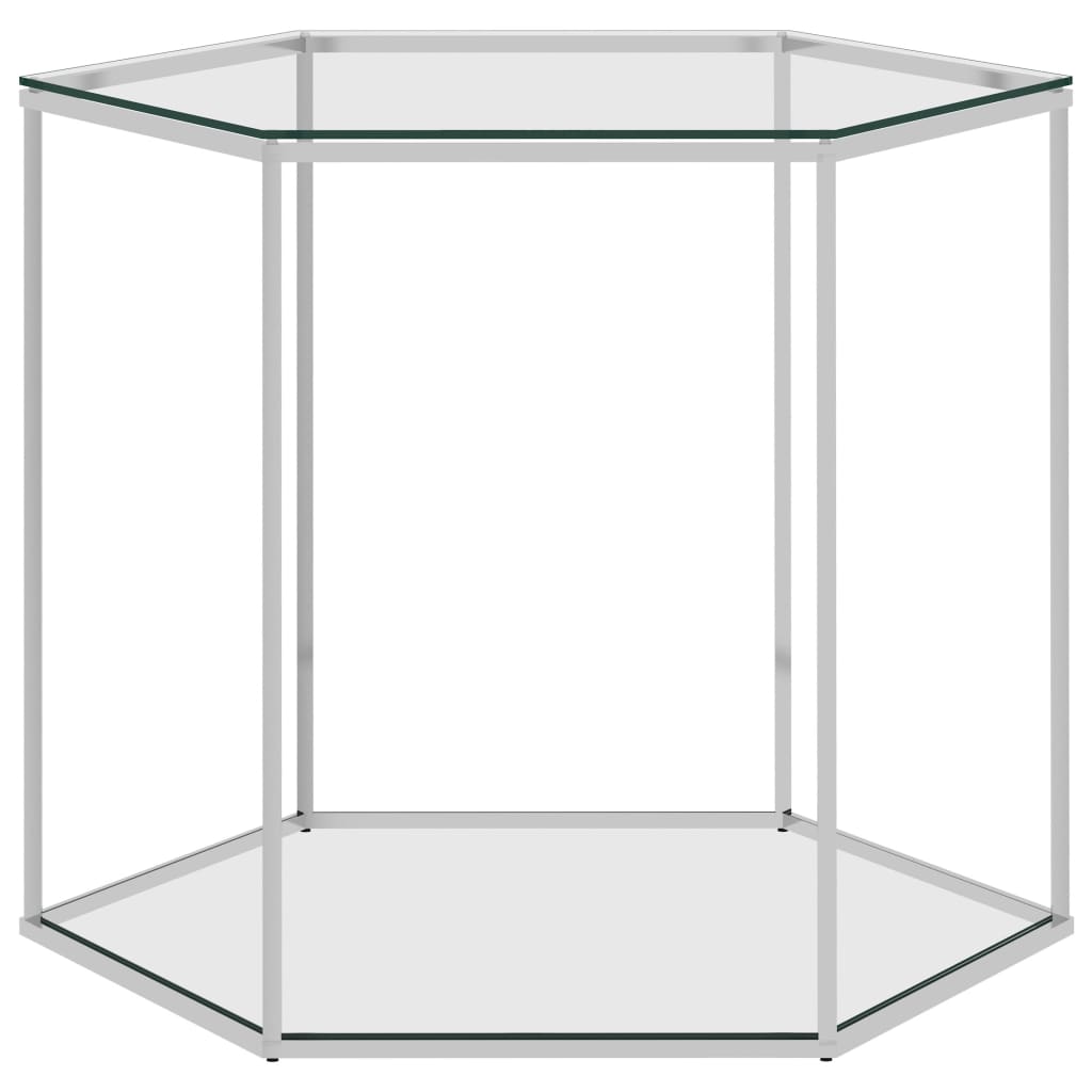 Couchtisch Silbern 60x53x50 cm Edelstahl und Glas