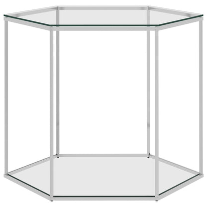 Couchtisch Silbern 60x53x50 cm Edelstahl und Glas