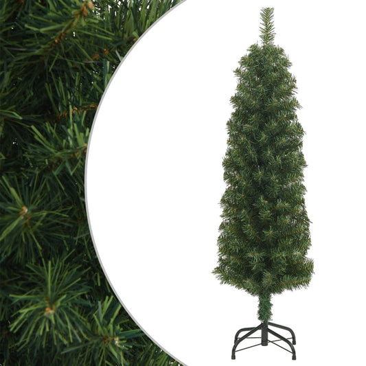 Künstlicher Weihnachtsbaum Schlank mit Ständer Grün 150 cm PVC