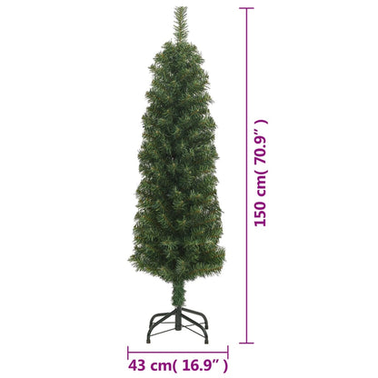 Künstlicher Weihnachtsbaum Schlank mit Ständer Grün 150 cm PVC