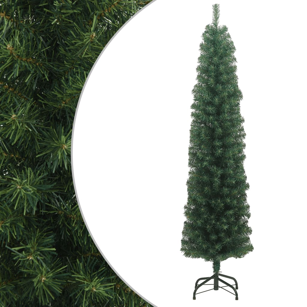 Künstlicher Weihnachtsbaum Schlank mit Ständer Grün 180 cm PVC