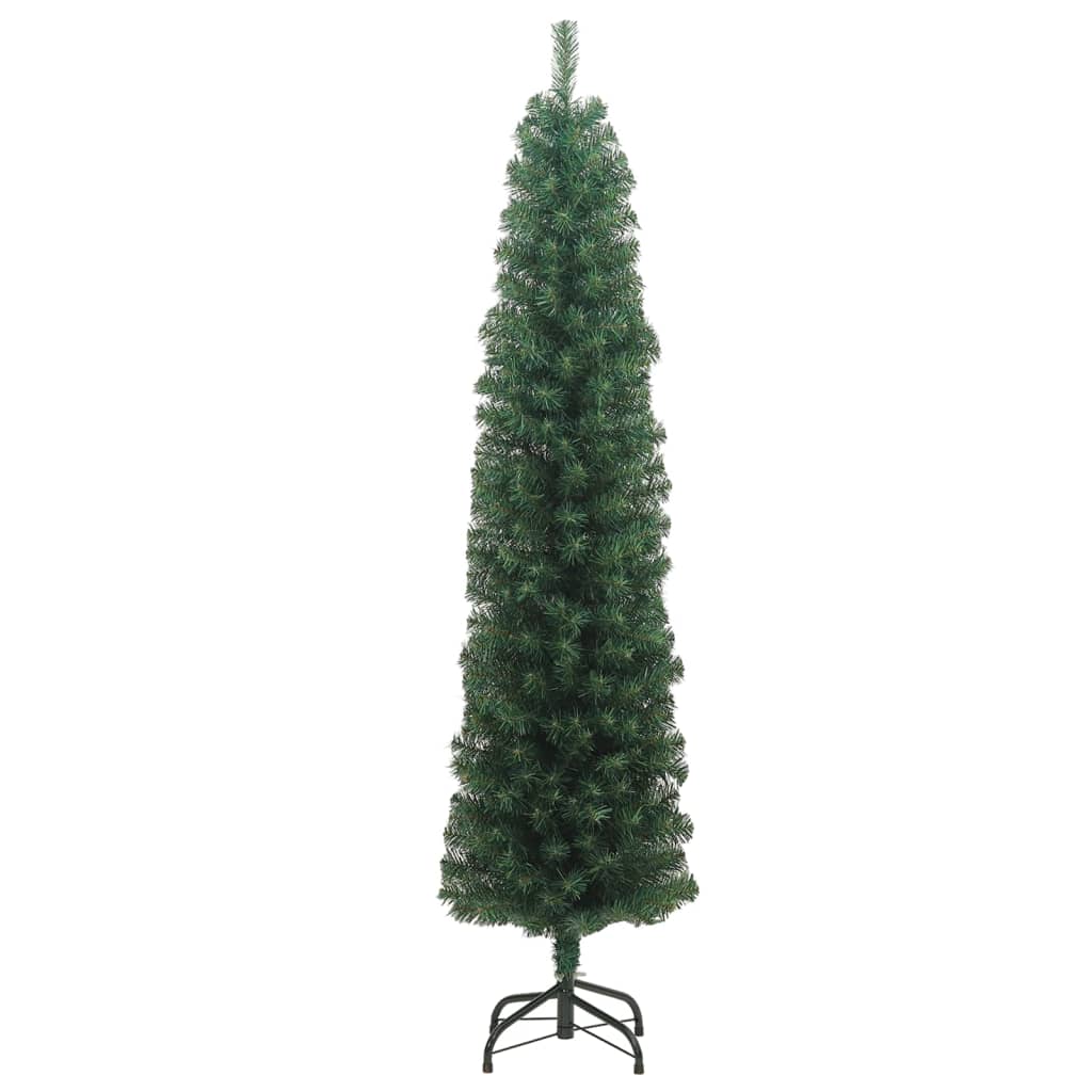 Künstlicher Weihnachtsbaum Schlank mit Ständer Grün 180 cm PVC