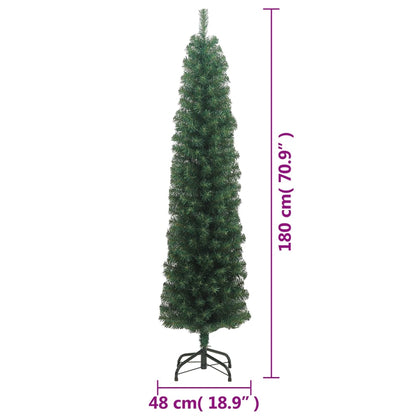 Künstlicher Weihnachtsbaum Schlank mit Ständer Grün 180 cm PVC