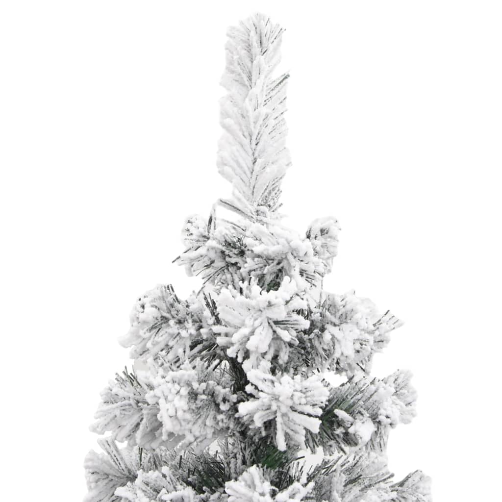 Künstlicher Weihnachtsbaum Schlank mit Schnee Grün 180 cm PVC