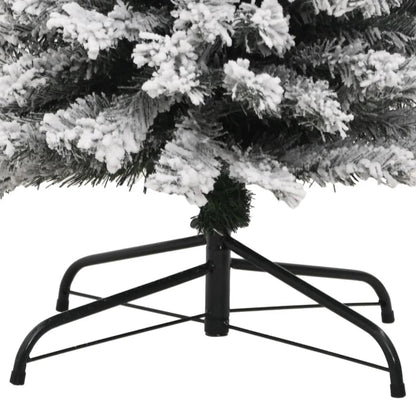 Künstlicher Weihnachtsbaum Schlank mit Schnee Grün 180 cm PVC