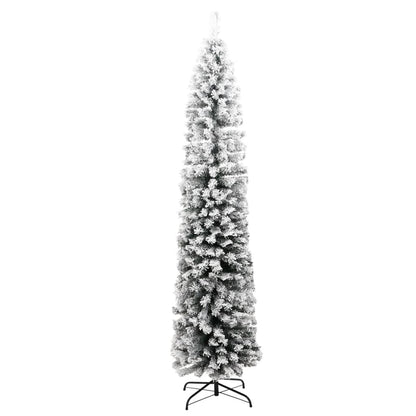 Künstlicher Weihnachtsbaum Schlank mit Schnee Grün 210 cm PVC