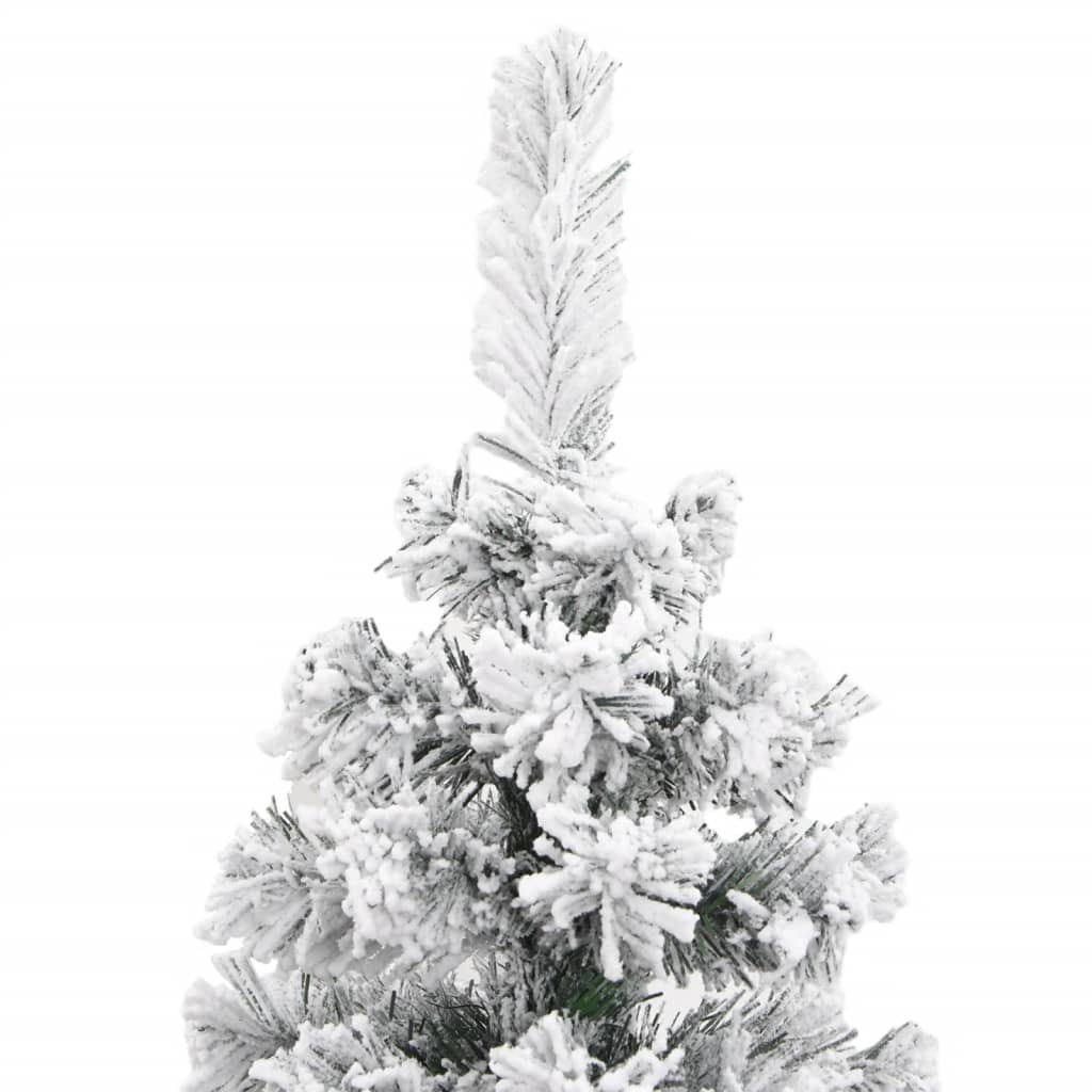 Künstlicher Weihnachtsbaum Schlank mit Schnee Grün 210 cm PVC