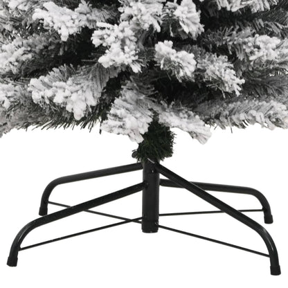 Künstlicher Weihnachtsbaum Schlank mit Schnee Grün 210 cm PVC