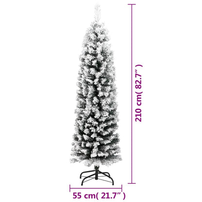 Künstlicher Weihnachtsbaum Schlank mit Schnee Grün 210 cm PVC