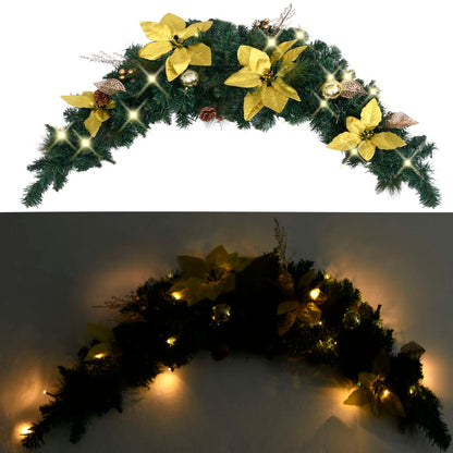 Weihnachts-Türbogen mit LED-Lichtern Grün 90 cm PVC