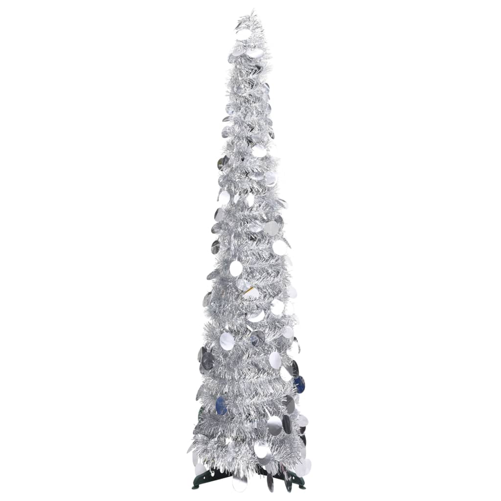 Künstlicher Pop-Up-Weihnachtsbaum Silber 120 cm PET