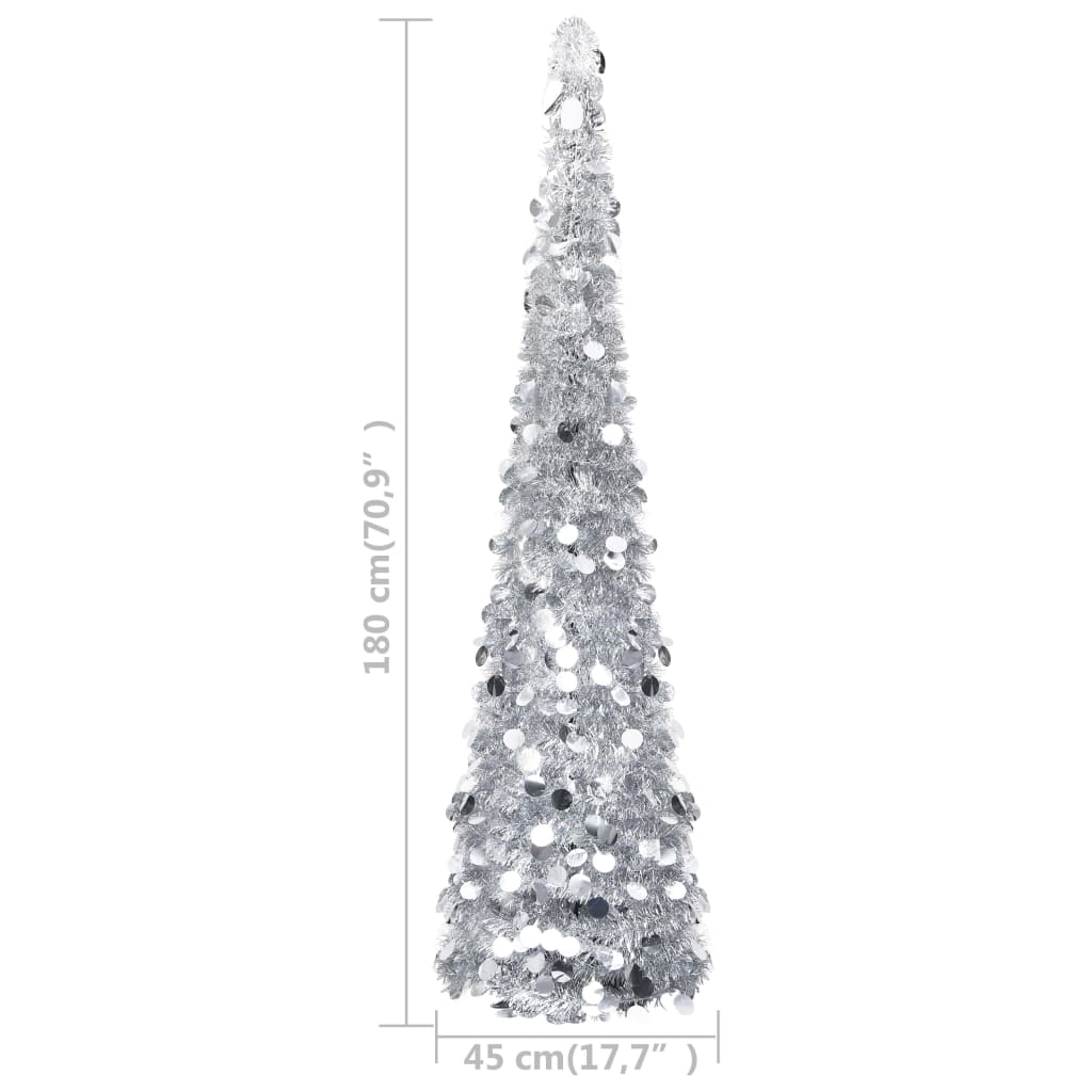 Künstlicher Pop-Up-Weihnachtsbaum Silber 180 cm PET