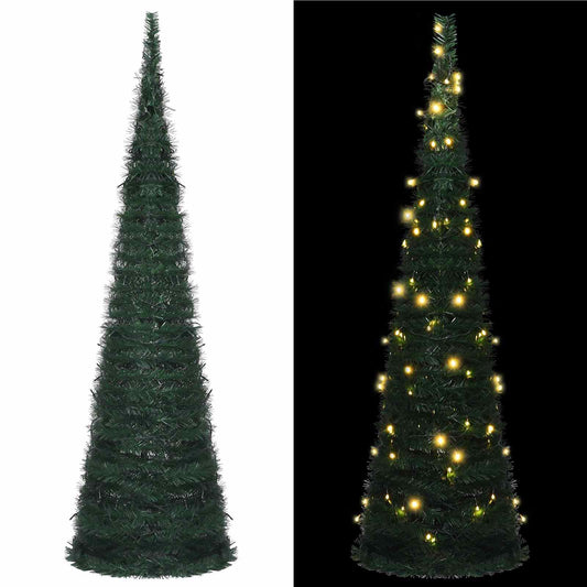 Weihnachtsbaum with LED String Lights Grün 150 x 150 cm PVC