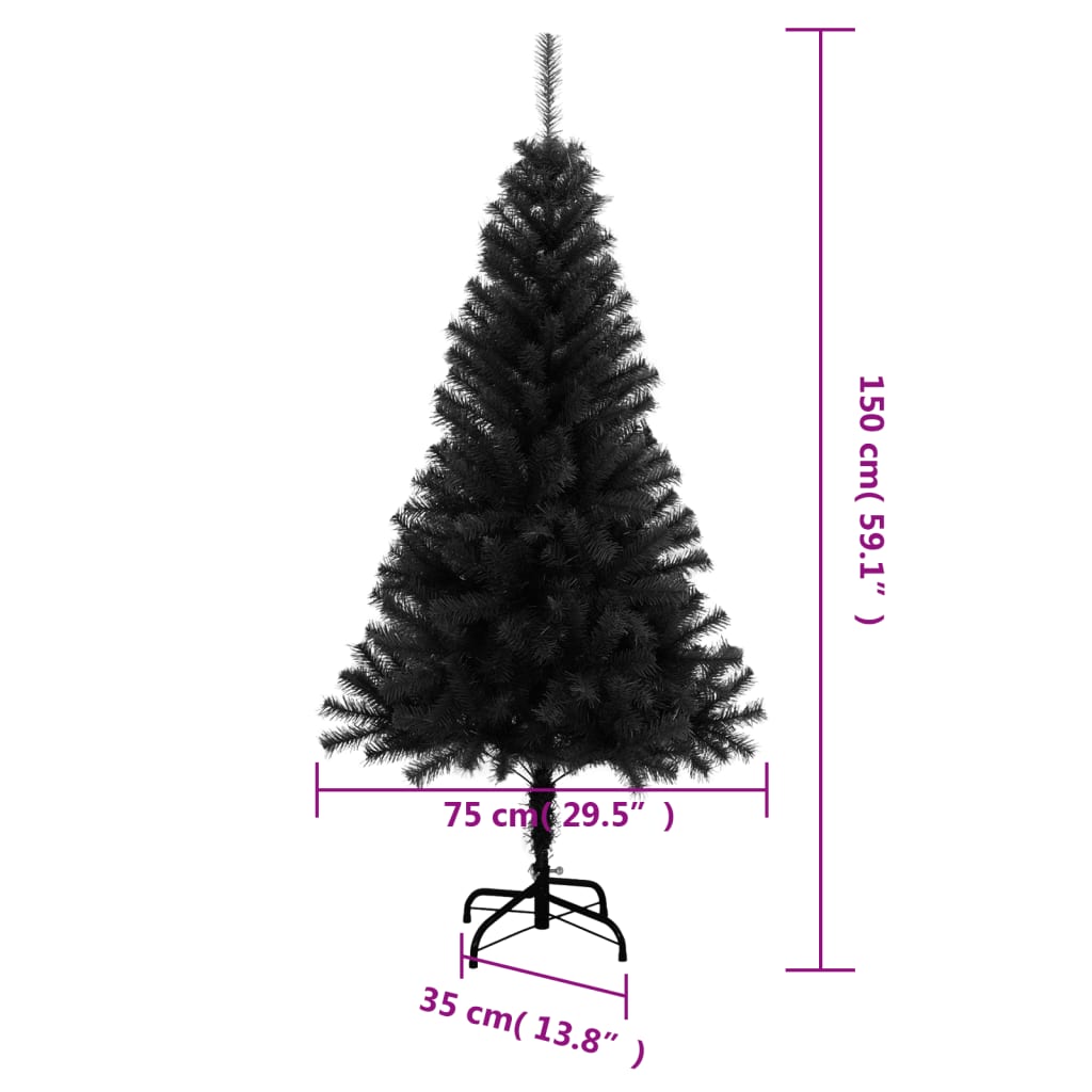 Künstlicher Weihnachtsbaum mit Ständer Schwarz 150 cm PVC