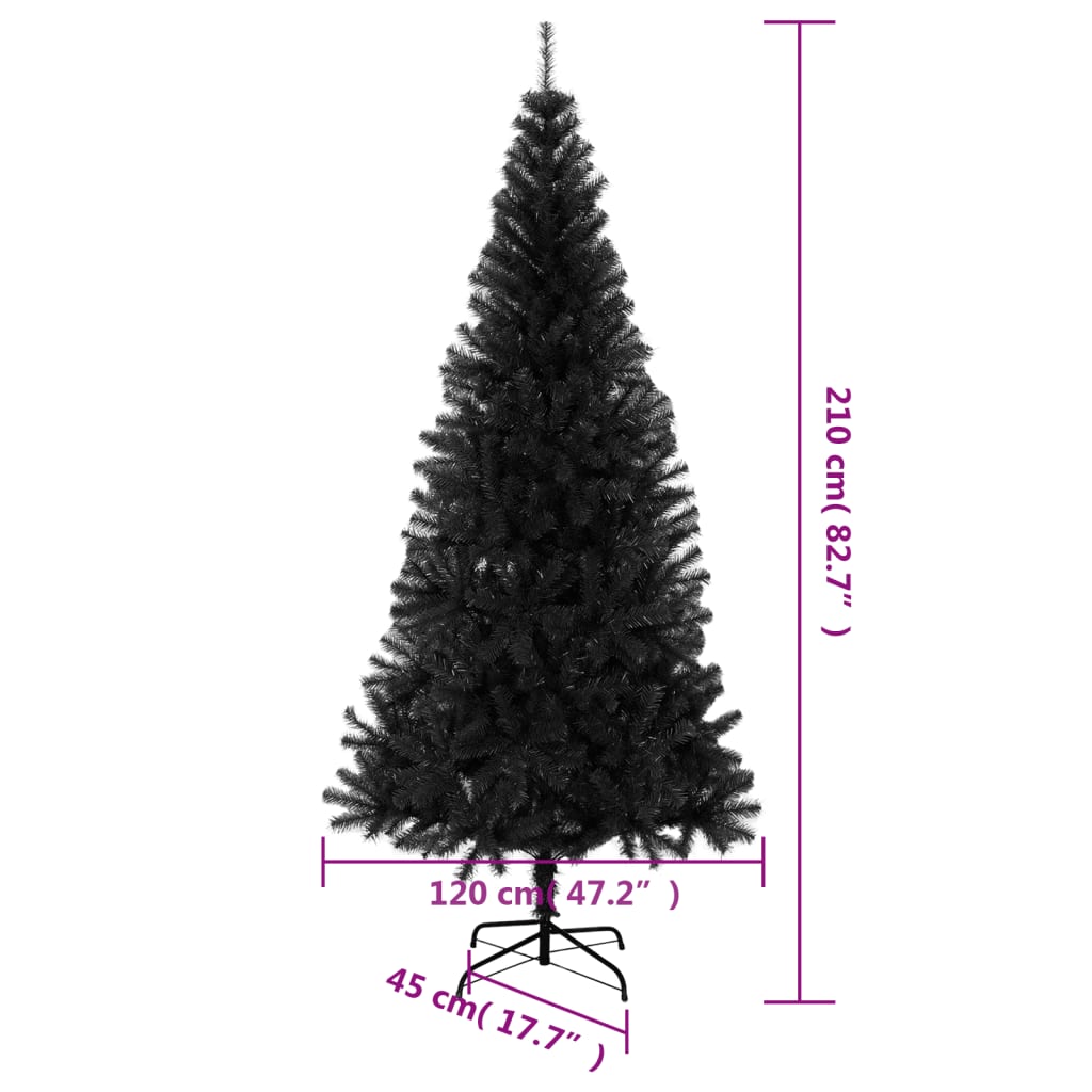 Künstlicher Weihnachtsbaum mit Ständer Schwarz 210 cm PVC