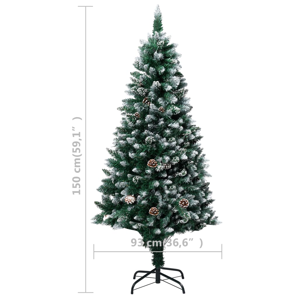 Künstlicher Weihnachtsbaum mit Zapfen und Schnee 150 cm