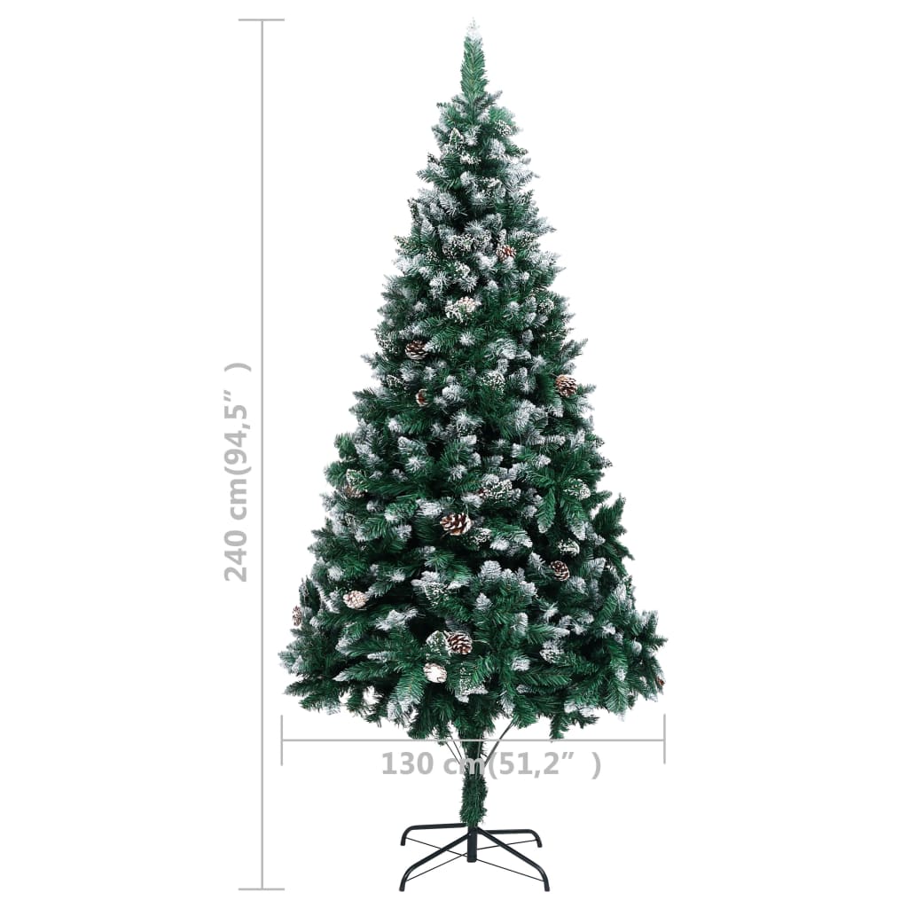 Künstlicher Weihnachtsbaum mit Zapfen und Schnee 240 cm