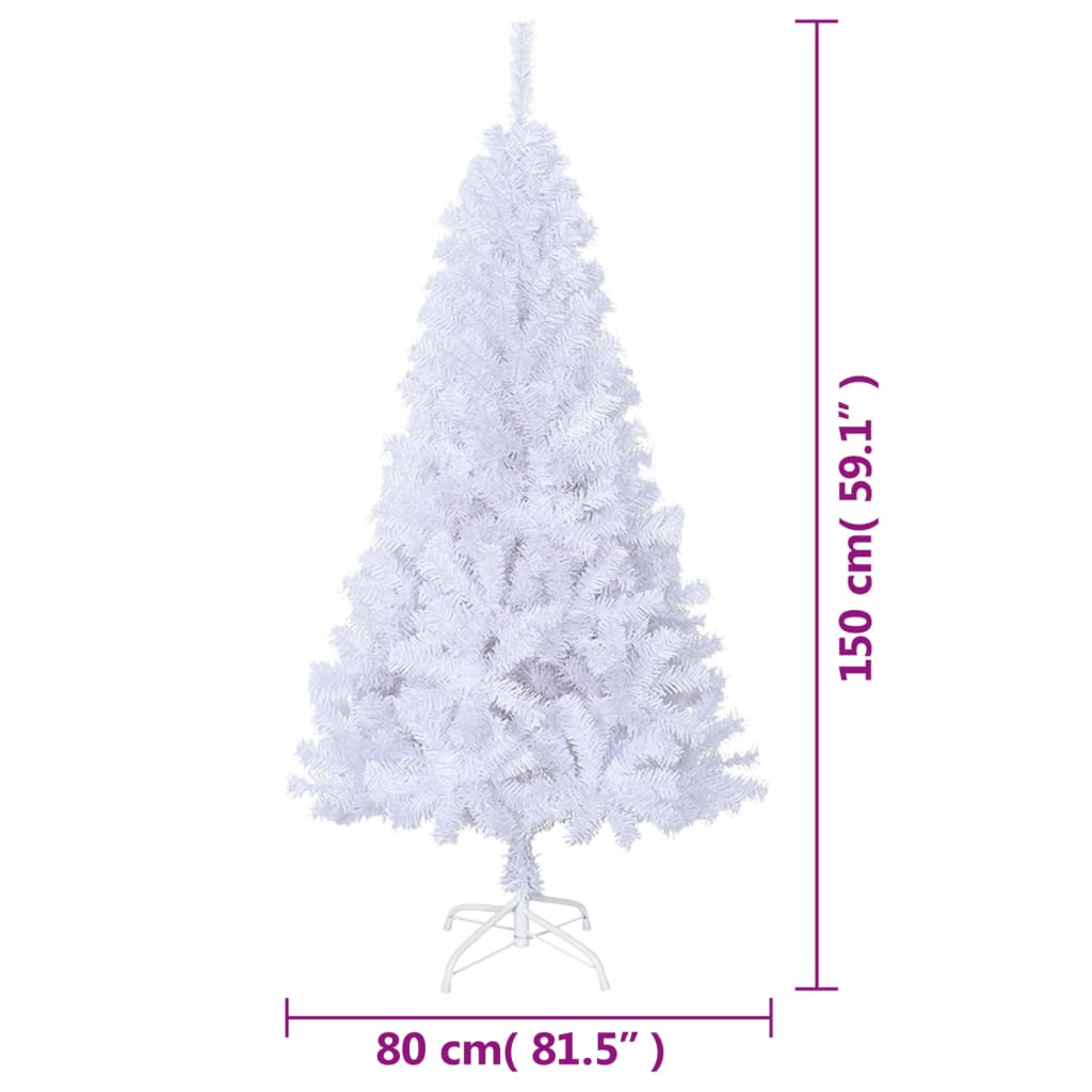 Künstlicher Weihnachtsbaum mit Dicken Zweigen Weiß 150 cm PVC