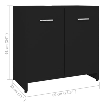 Badezimmerschrank Schwarz 60x33x61 cm Holzwerkstoff