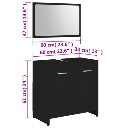 Badmöbel-Set Schwarz Holzwerkstoff