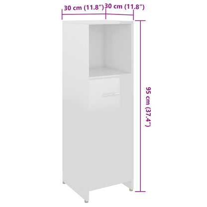 Badezimmerschrank Hochglanz-Weiß 30x30x95 cm Holzwerkstoff