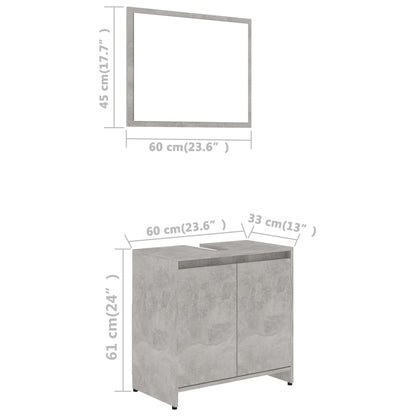 Badmöbel-Set Betongrau Holzwerkstoff