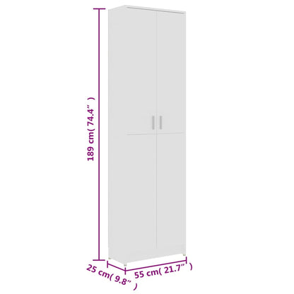 Garderobenschrank Weiß 55x25x189 cm Holzwerkstoff